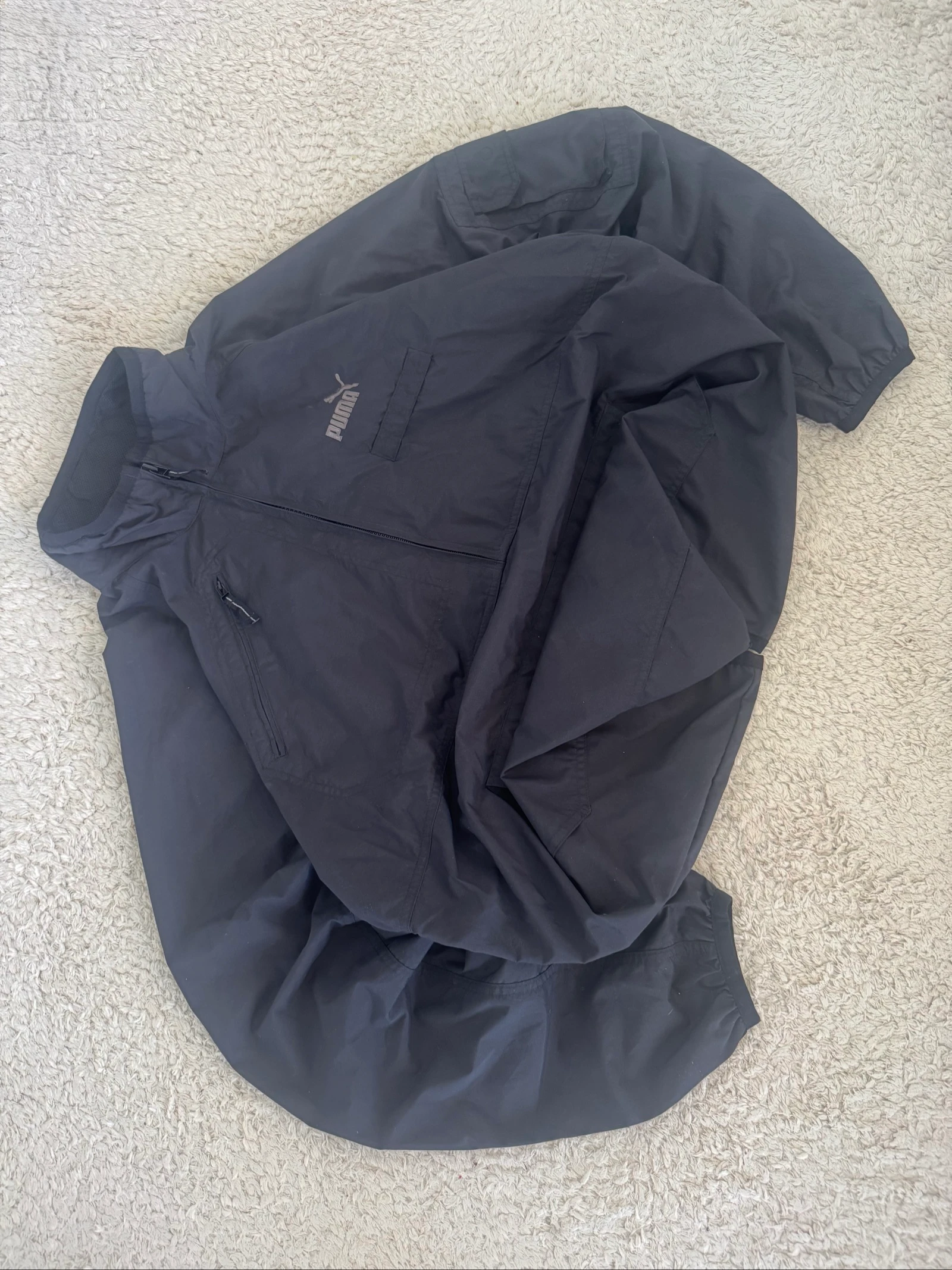 Puma Pullover Windbreaker Jacket Black Utility Outdoor Y2K Vintage L Oversized – photo 2